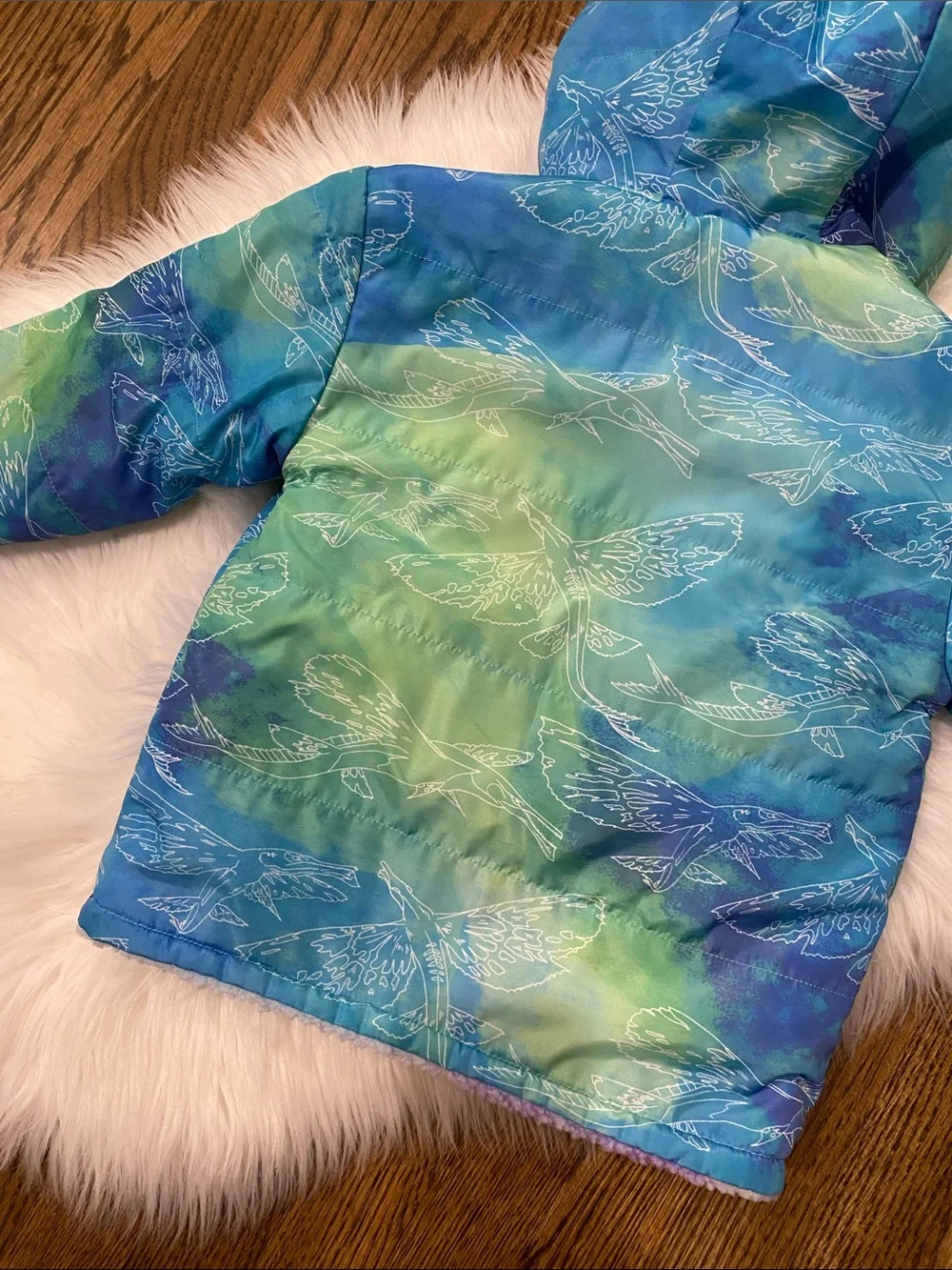 4T Avatar Blue-Green Avatar creature Print Hooded Puffer Jacket